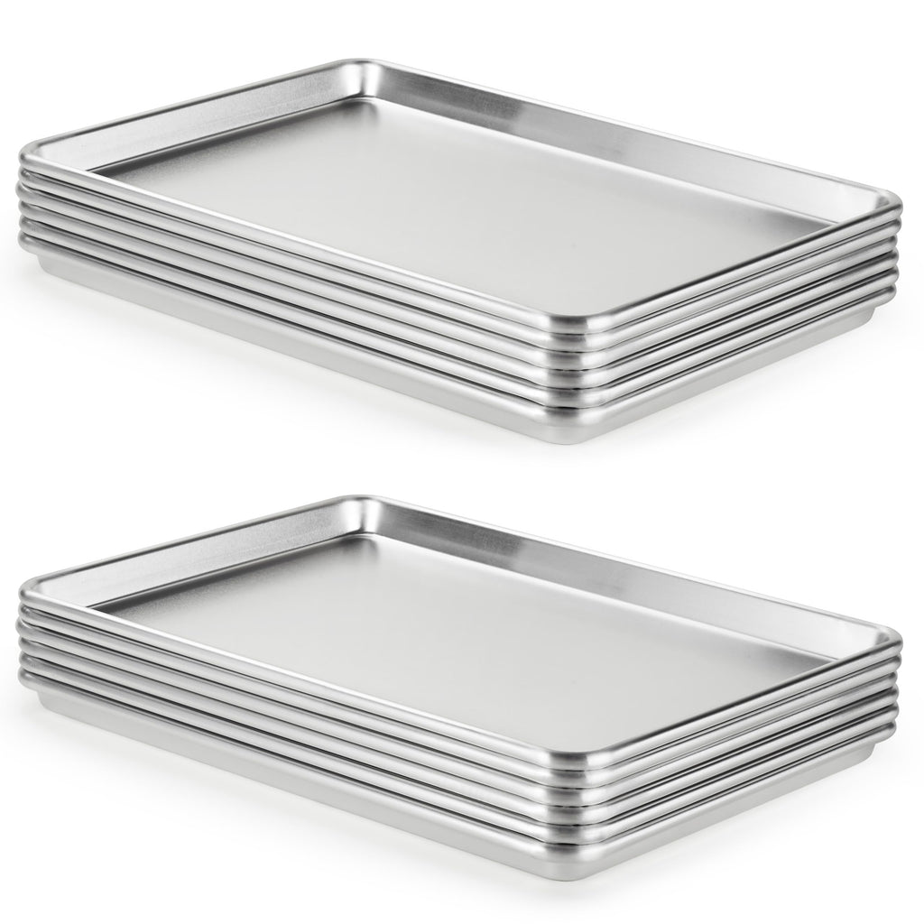 CURTA 12 Pack Aluminum Sheet Pan, NSF Listed Half Size 18 x 13 inch Commercial Bakery Cake Bun Pan, Baking Tray