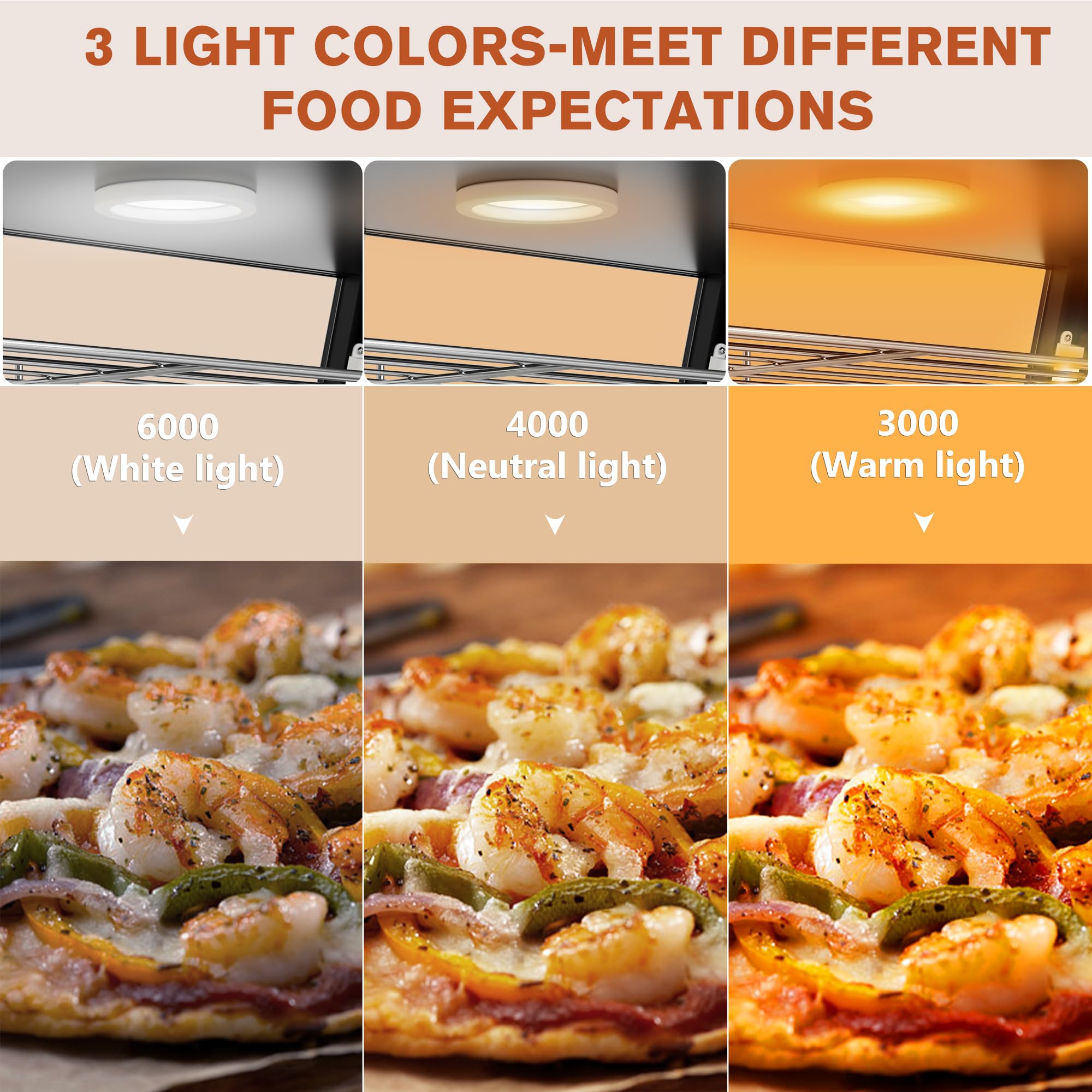 Whalefall 3-Tier Food Warmer with top Holder,tri-Color Lighting