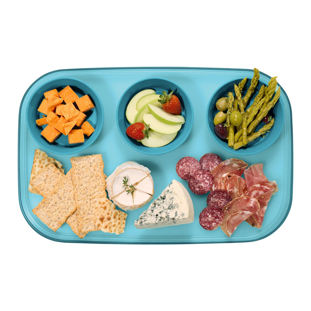 madesmart dipware 3 Bowl Serving Tray, Stackable & Removable Dip Bowls for Charcuterie, Guacomole, Snacks, Veggies, Premium Dishwasher & Microwave Safe, Multipurpose Plate & Bowl, Olive