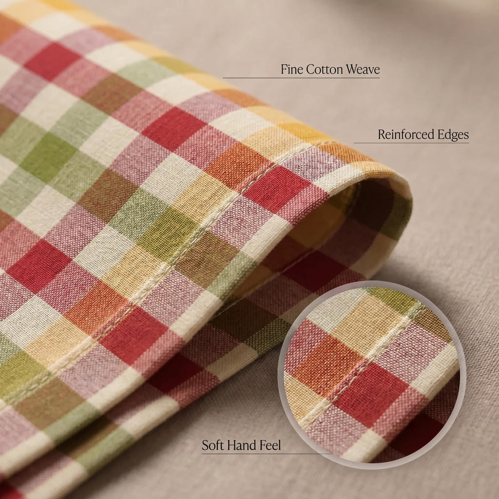 Urban Villa Cloth Napkins 100% Cotton Dinner Napkins Set of 12(20"x20") Highly Absorbent Washable Durable Reusable Napkins Ideal for Thanks Giving Lunch Restaurant Farmhouse Parties - Harvest Checks