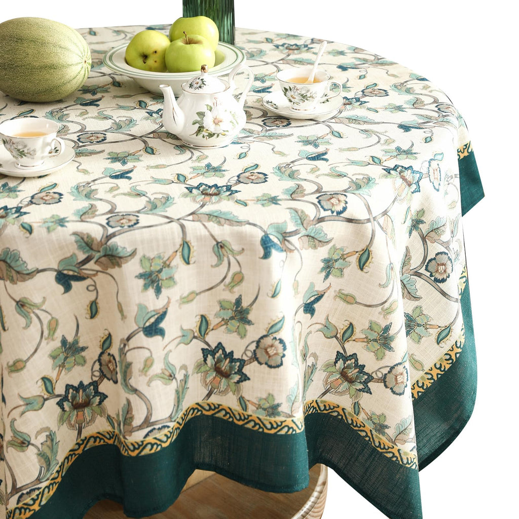 patdrea Vintage French Linen Tablecloth,Round,Diameter 55"-Wensel