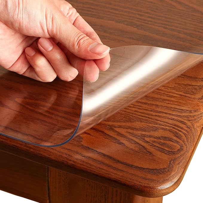 Clear Table Cover Protector Rectangle 42 x 96 Inch, 1.5mm Transparent Plastic Table Protector Waterproof, Anti-Scratch Clear Desk Mat for Office Desktop Dresser Dining Table, FDA Compliant