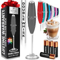 Zulay Kitchen Powerful Milk Frother Wand With Duracell Batteries - Ultra Fast Handheld Drink Mixer - Electric Whisk Foam Maker for Coffee, Lattes, Cappuccino & Matcha - Double Whisk - Charcoal