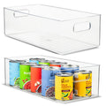Plastic Food Storage 2 Pack Clear Container Bin with Handles for Organizing Kitchen, Pantry, Refrigerator, Freezer, Pantry, Cabinet, Closet, Bathroom. 14”x8”x5”