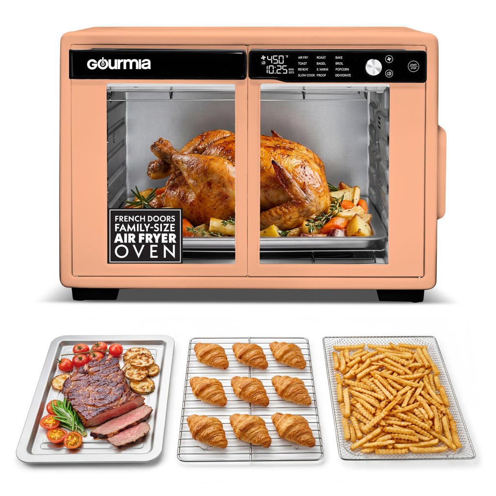 Gourmia Toaster Oven - 9-Slice Capacity, Digital Display, Peach
