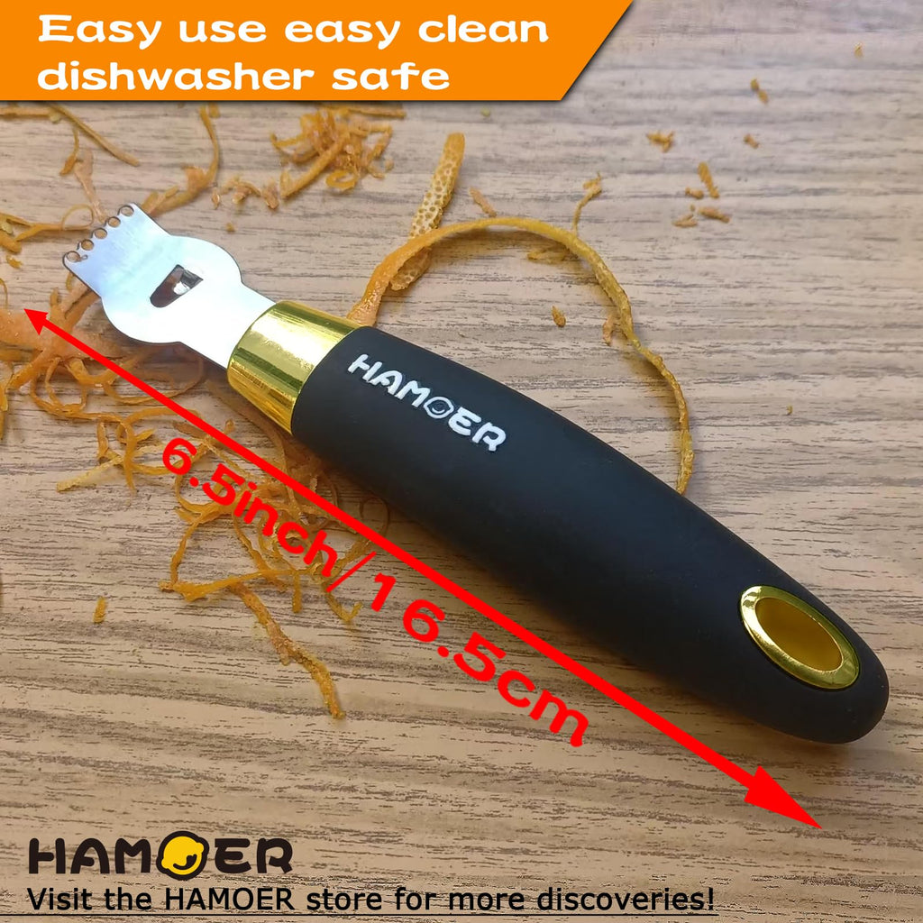 HAMOER Zester Channel Knife & Micro Plane Grater Tool Set Ergonomic Handle