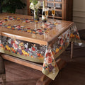 Clear Table Cover Protector Vinyl PVC Rectangle Table Cloth with Floral Fruit Pattern Oil Spill Proof Plastic Tablecloths for Dining Tables Parties Holidays (Floral Fruit, 55 x 120 Inches)