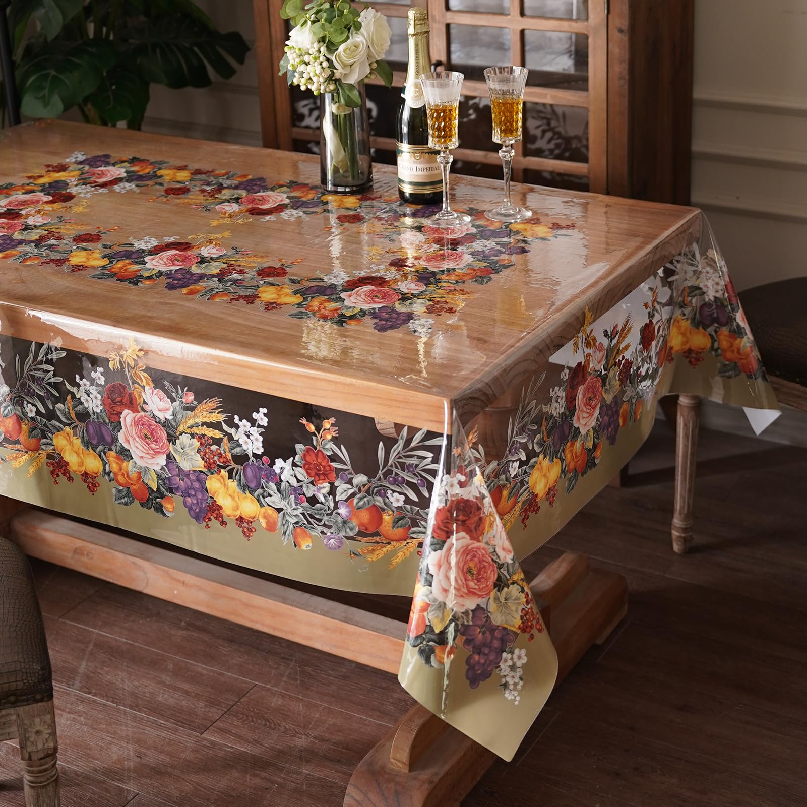 Artbloss Clear Table Cover Protector Vinyl PVC Table Cloth, 55" x 120"