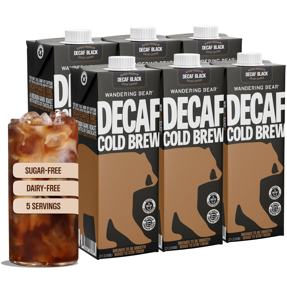 Wandering Bear Organic Vanilla Cold Brew Coffee - 32 fl oz, 6 Pack
