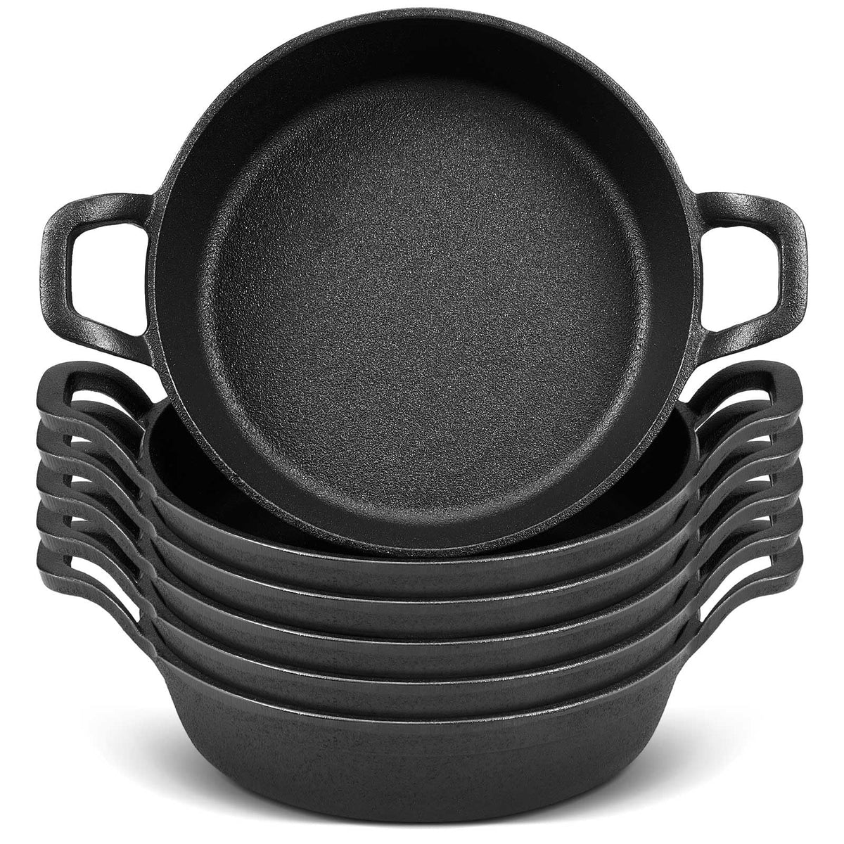 Ziliny 6 Pack Mini Cast Iron Skillets 6.3 x 6.3 x 1.5 Inch Pan Ramekin Set