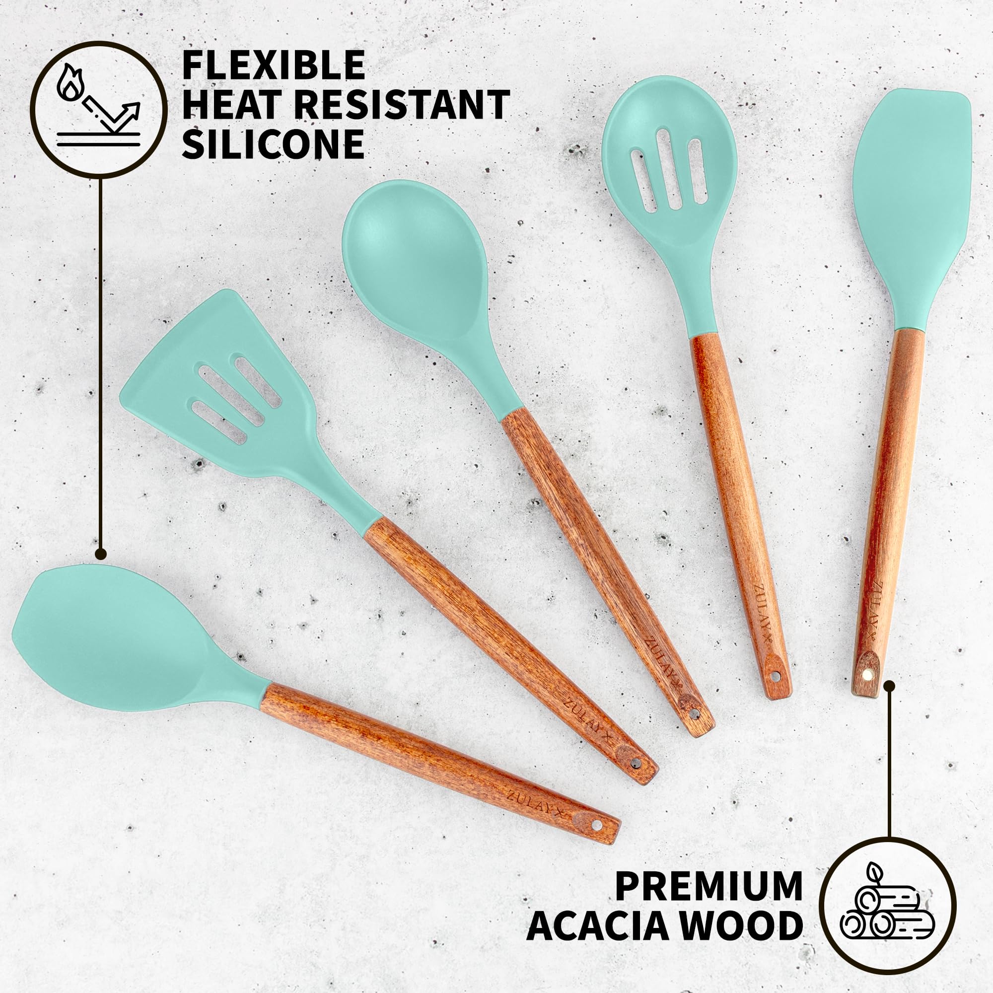 Zulay Kitchen 5 Piece Silicone Utensil Set