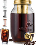 Zulay Kitchen 1.5 Liter Cold Brew Coffee Maker with EXTRA-THICK Glass Carafe & Stainless Steel Mesh Filter - Premium Iced Coffee Maker, Cold Brew Pitcher & Tea Infuser (Gold)…