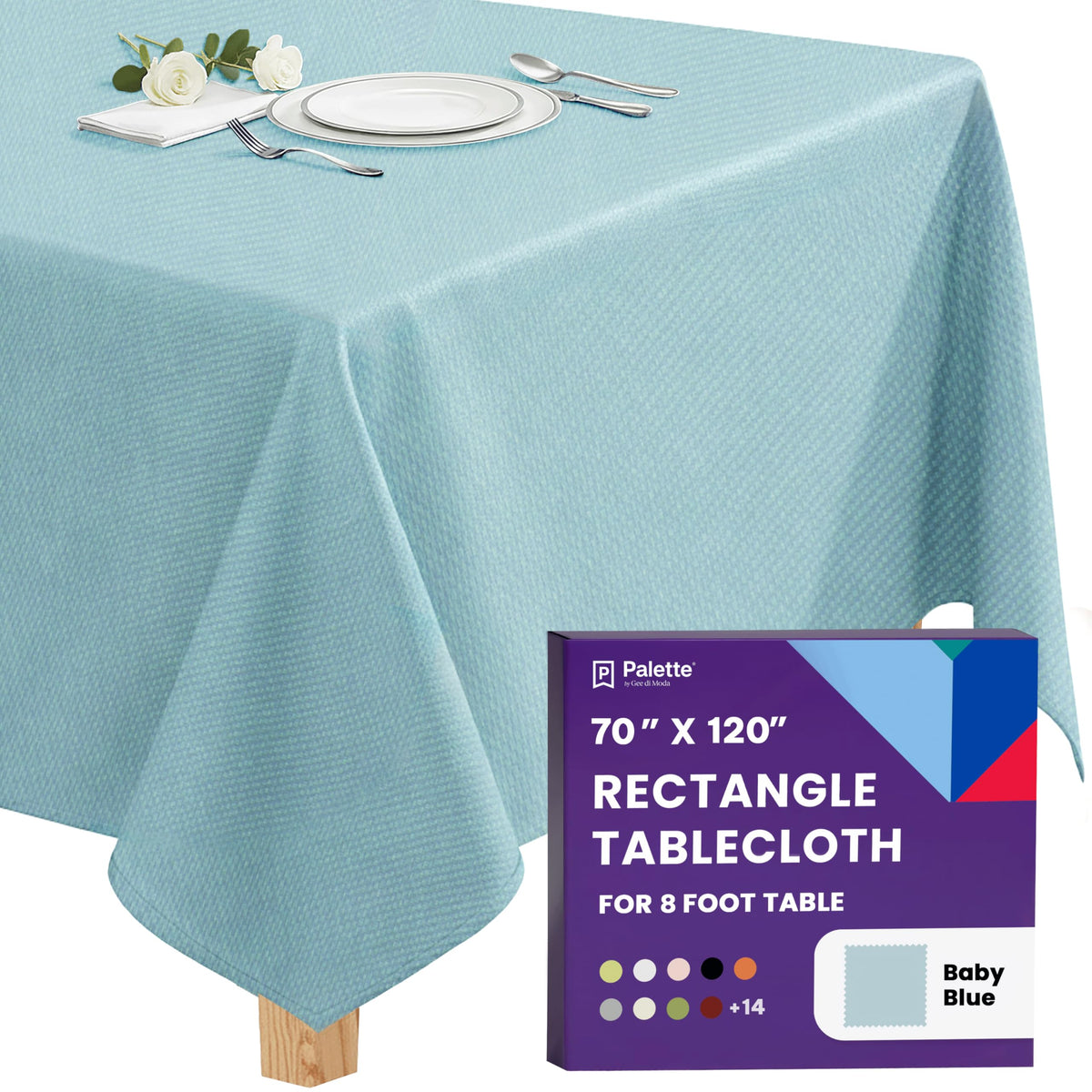 Gee Di Moda Rectangle Tablecloth - 70 x 120 Inch Royal Blue Table Cloth for 6 or 8 Foot Rectangle Tables - Heavy Duty Washable Fabric - for Holiday Party, Dinner, Weddings, Baby Shower & Events