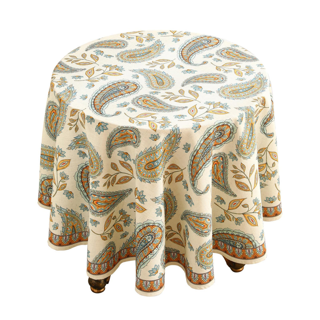 patdrea Vintage French Linen Tablecloth,Round,Diameter 55"-Wensel