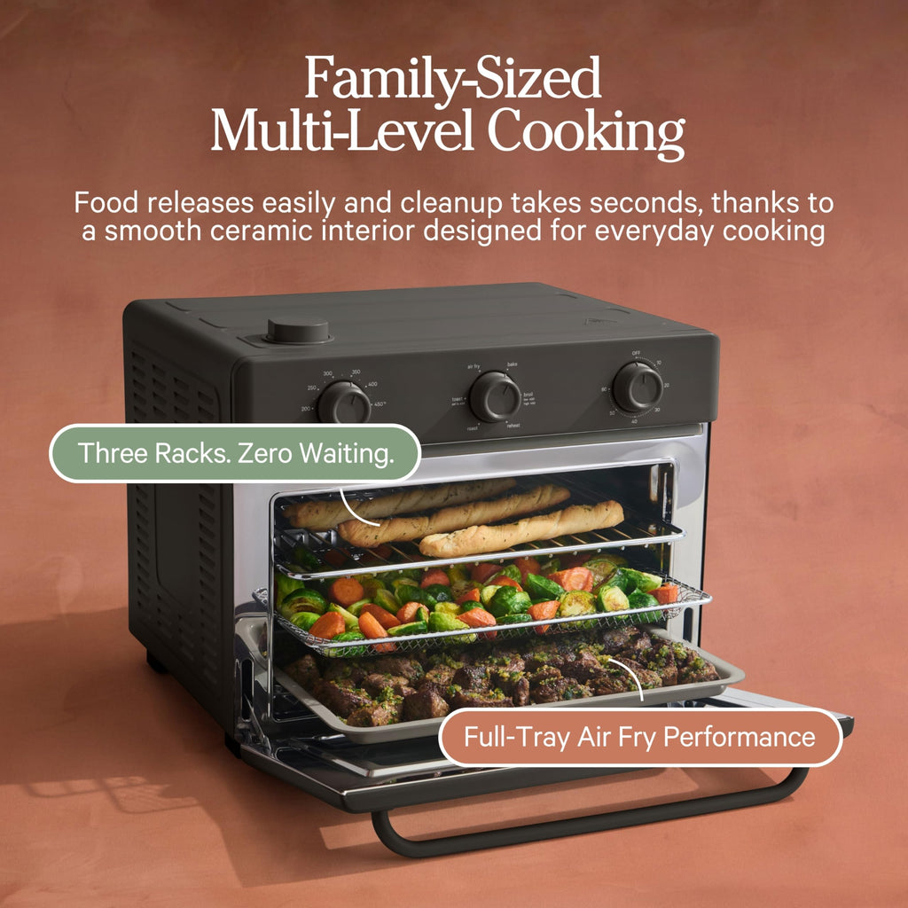 Our Place Large Wonder Oven | 6-in-1 Stainless Steel Air Fryer Toaster Oven Combo with Basket, Rack, Pan & Tray | 3-Rack, 31.7 QT, Large Capacity - Toast, Roast, Bake, Reheat, Broil & Steam | Spice