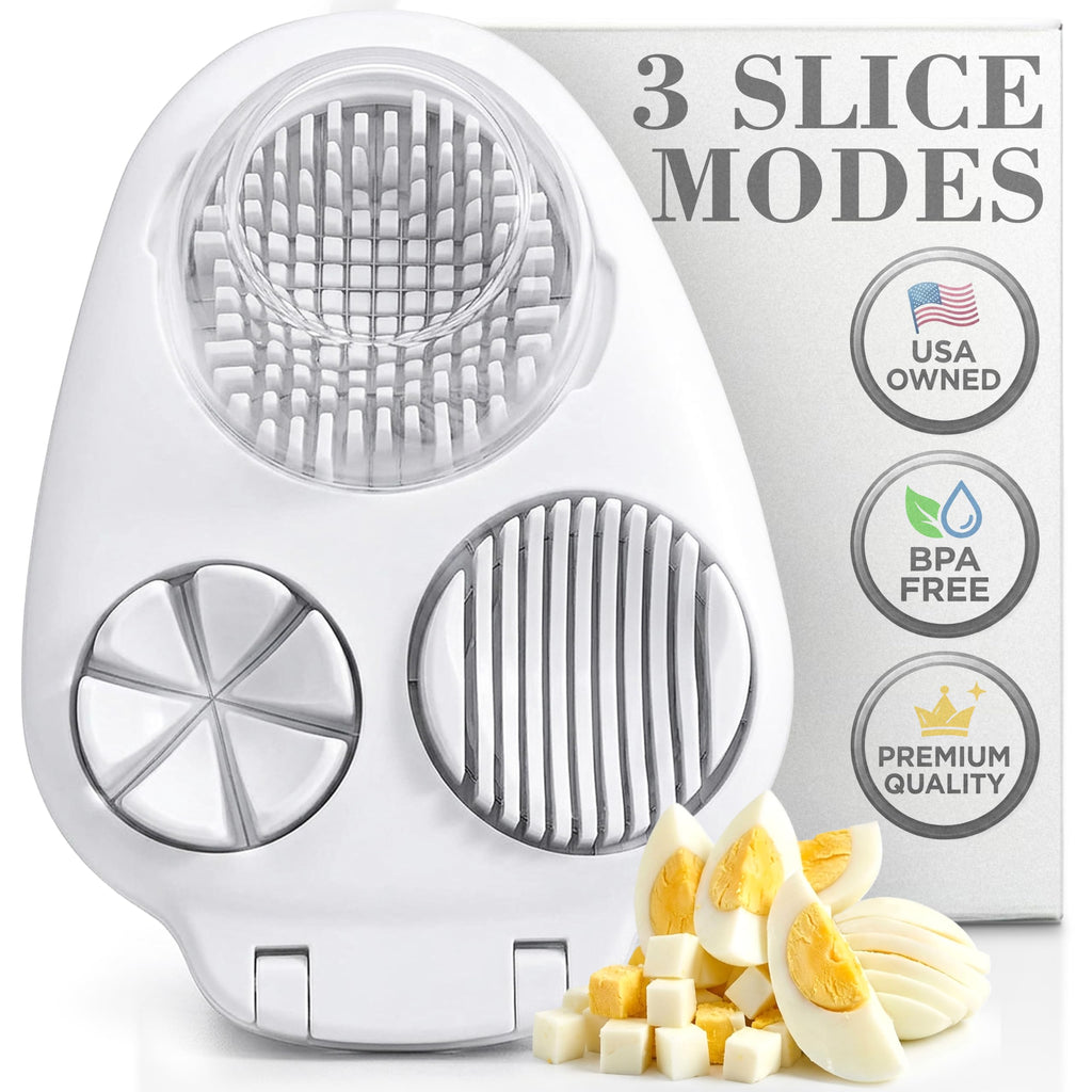 Egg Slicer for Hard Boiled Eggs - 3 Slice Modes Egg Cutter, Dicer, Chopper
