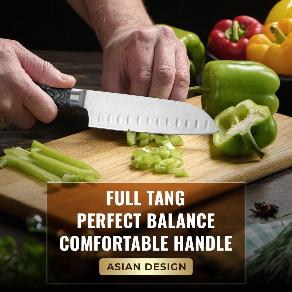 Cutluxe Santoku Knife, 5" Japanese Meat & Vegetable Knife for Chopping