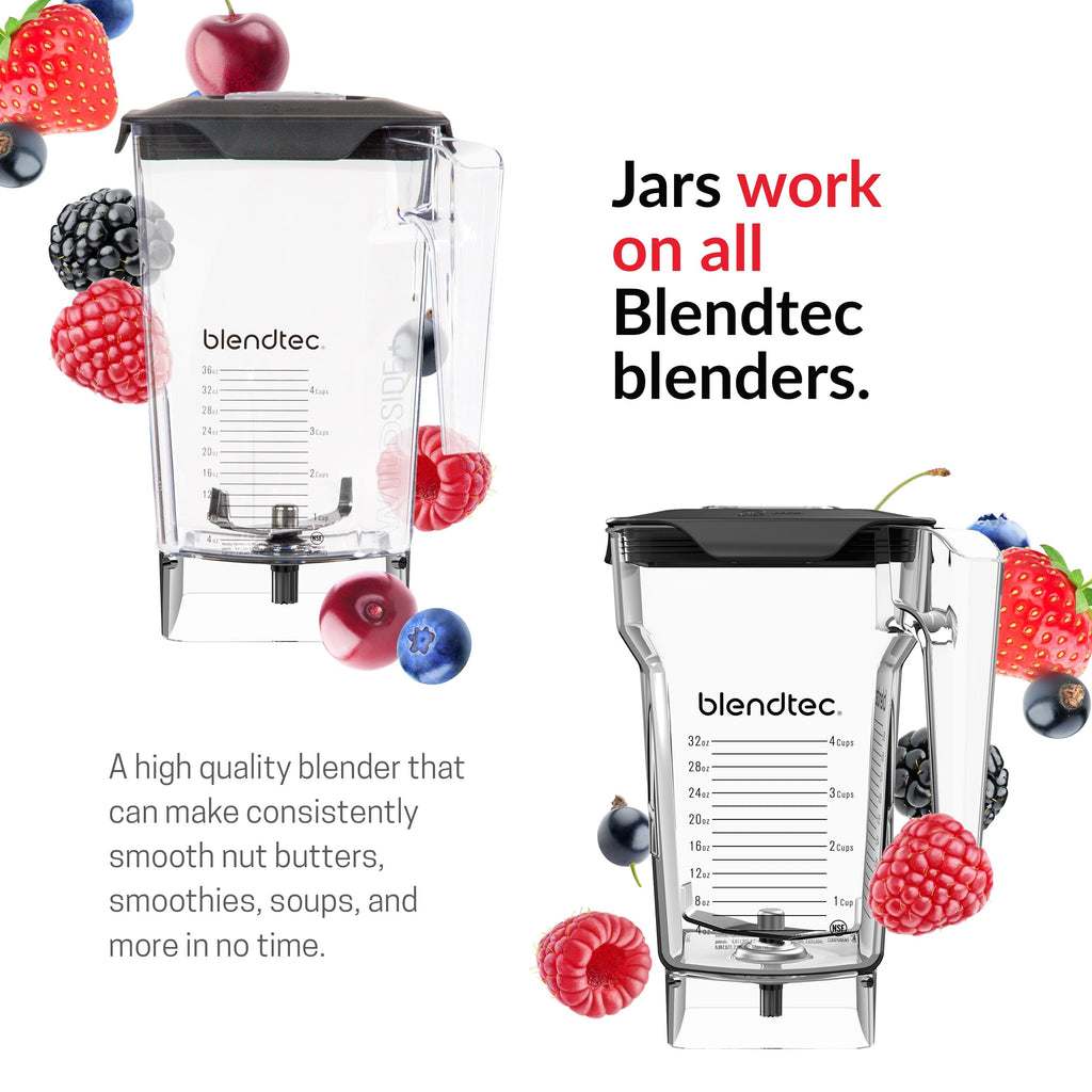 Blendtec Classic 575 Blender- WildSide+ Jar (90oz) and Four Side Jar (75oz) BUNDLE- 4 Pre-programmed Cycles-5-Speeds - Professional-Grade Power-Self-Cleaning - Poppy Red