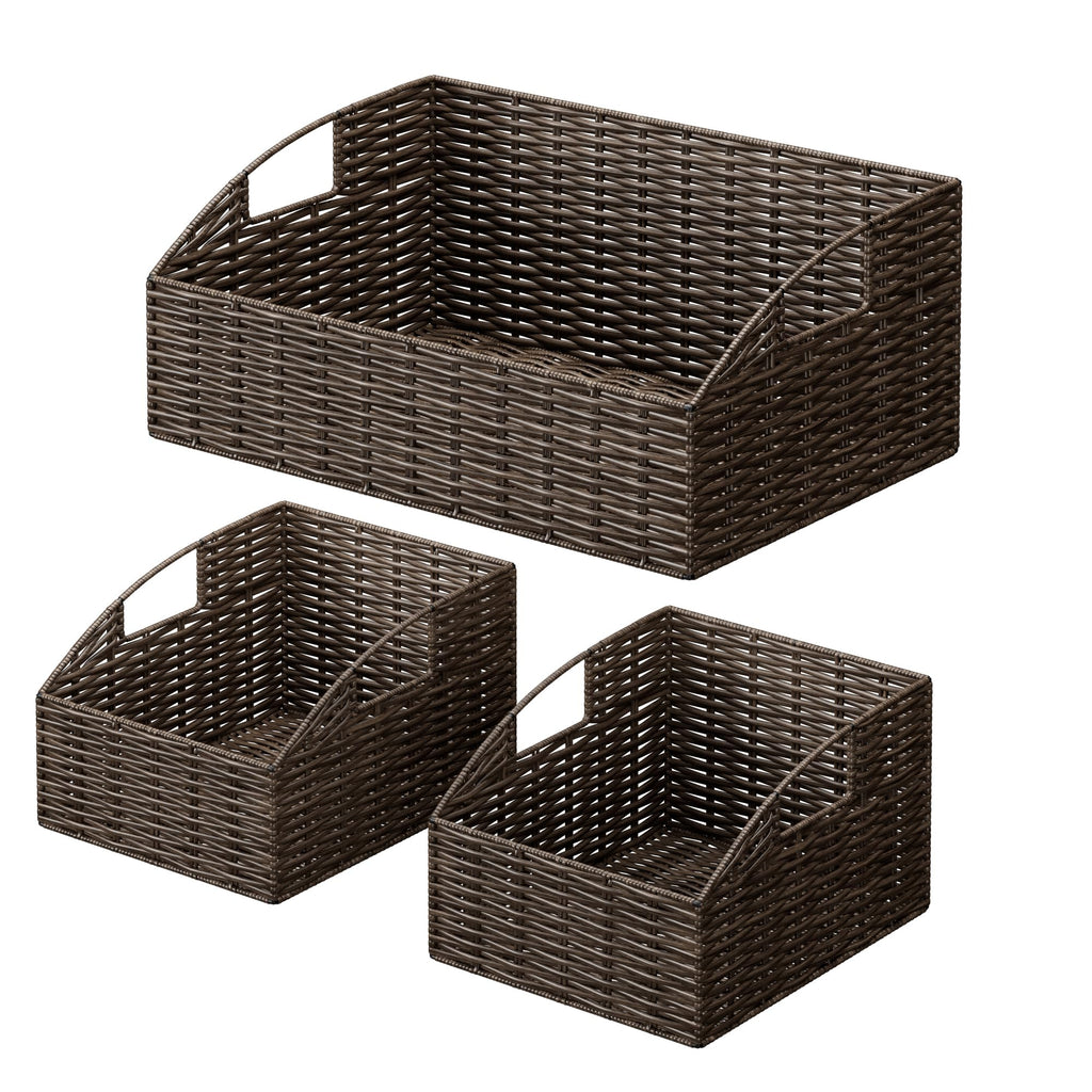 Pantry Baskets for Organizing, Wicker Storage Basket Beige