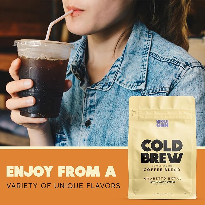 Birch Glen Roasters Cold Brew Coffee | Flavored Coarse Ground Coffee | Artisanal Roasting | 100% Arabica |1 LB | Frech XO Cognac