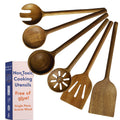 Non-Toxic Acacia Wooden Utensils Set, 6-Piece, Glue and Mineral Oil Free