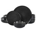 Gibson Elite Tahoe Sunset 12 Piece Stoneware Reactive Glaze (Service for 4) Ceramic Plates and Bowls Dinnerware Set - Black