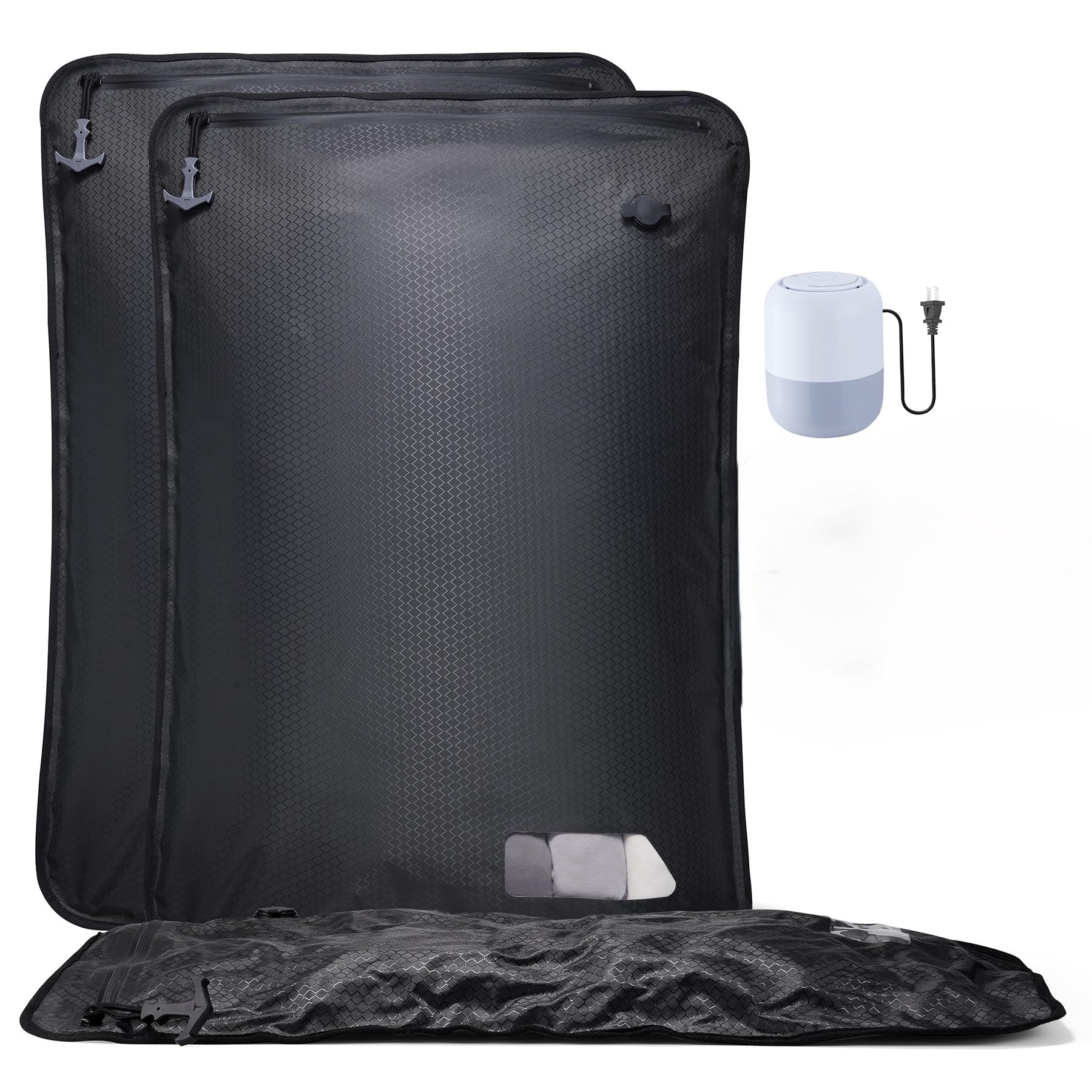Relime Essential Vacuum Bags for Travel Luggage, Reusable Compression Bags for Checked Suitcases, Vacuum Seal Spacesaver for Cloth Packin(2Large+Pump)