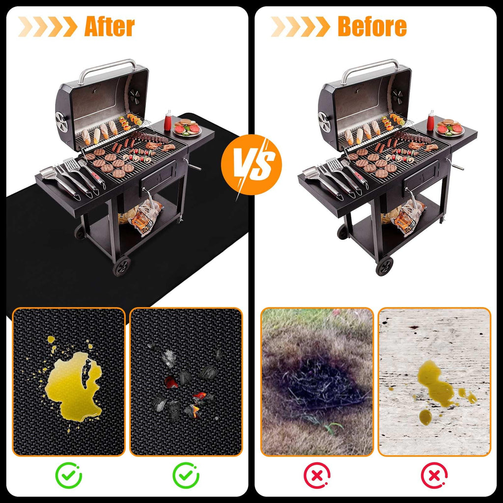 THMINS 80X48 Inches Extra Large Grill Mat for Outdoor Grill - Fireproof Deck and Patio Protector, Waterproof and Oil-Proof Barbecue Grill Mat