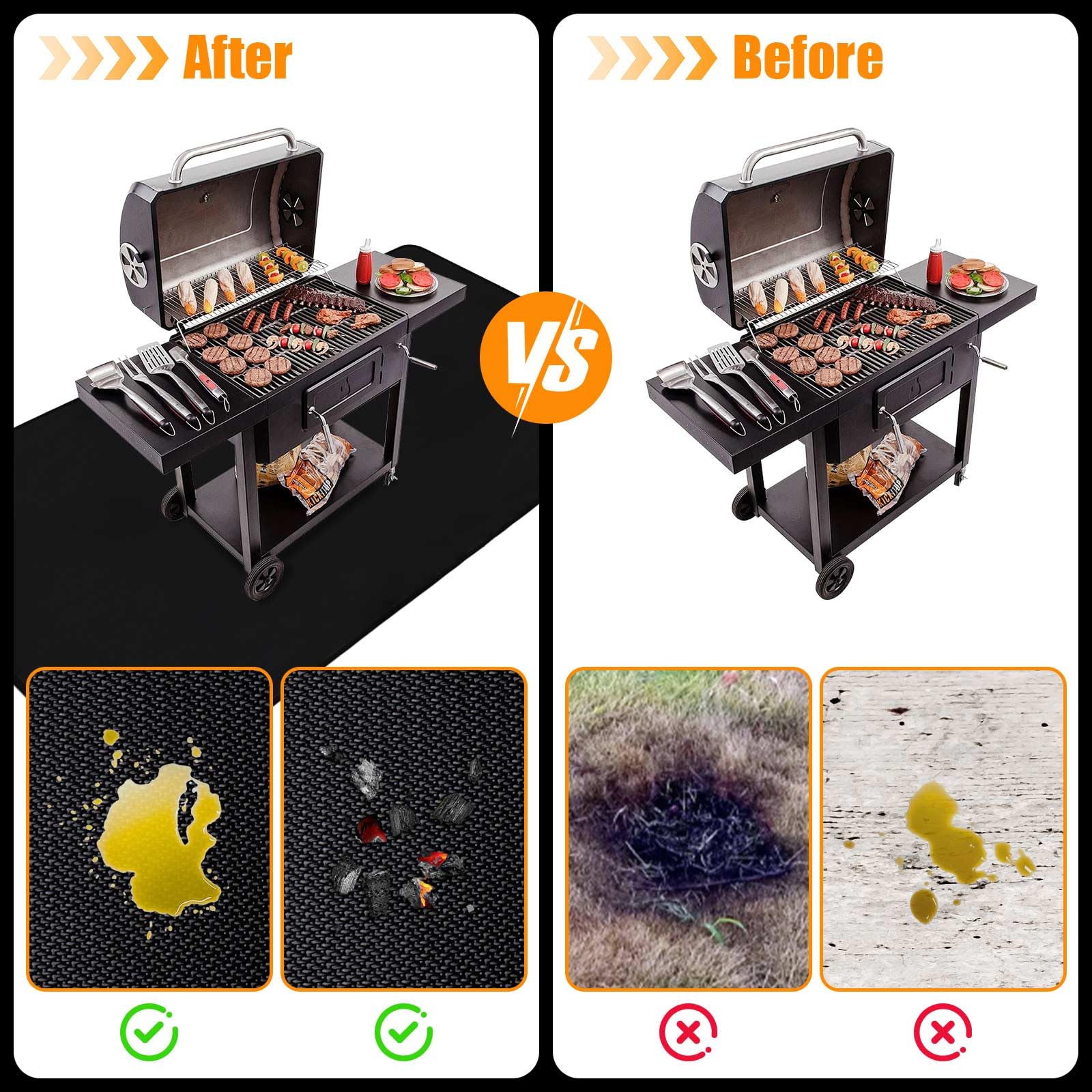 THMINS 80X48 Inches Extra Large Grill Mat for Outdoor Grill - Fireproof Deck and Patio Protector, Waterproof and Oil-Proof Barbecue Grill Mat