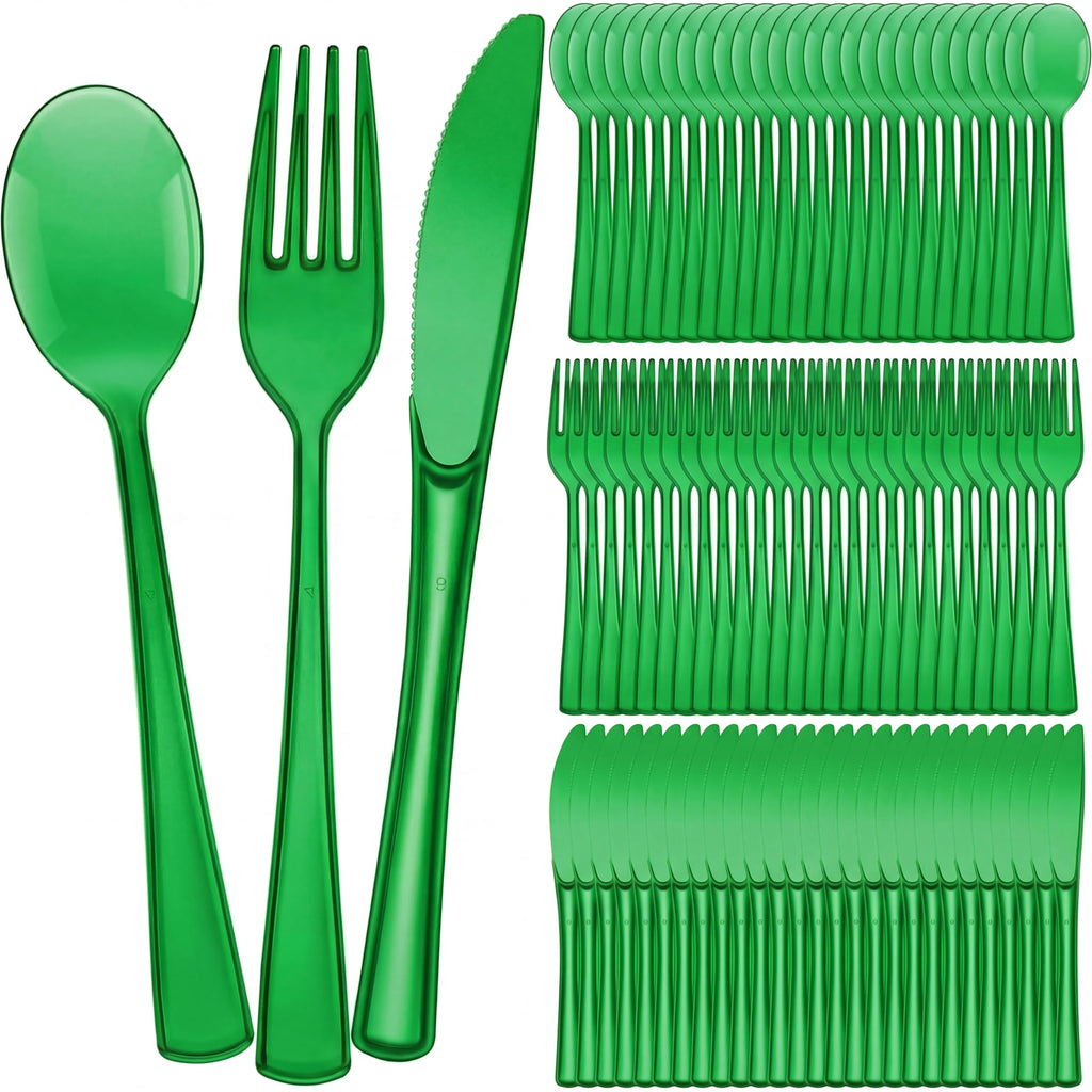 Minatee 150 Pcs Purple Disposable Cutlery Set, Plastic Silverware Set