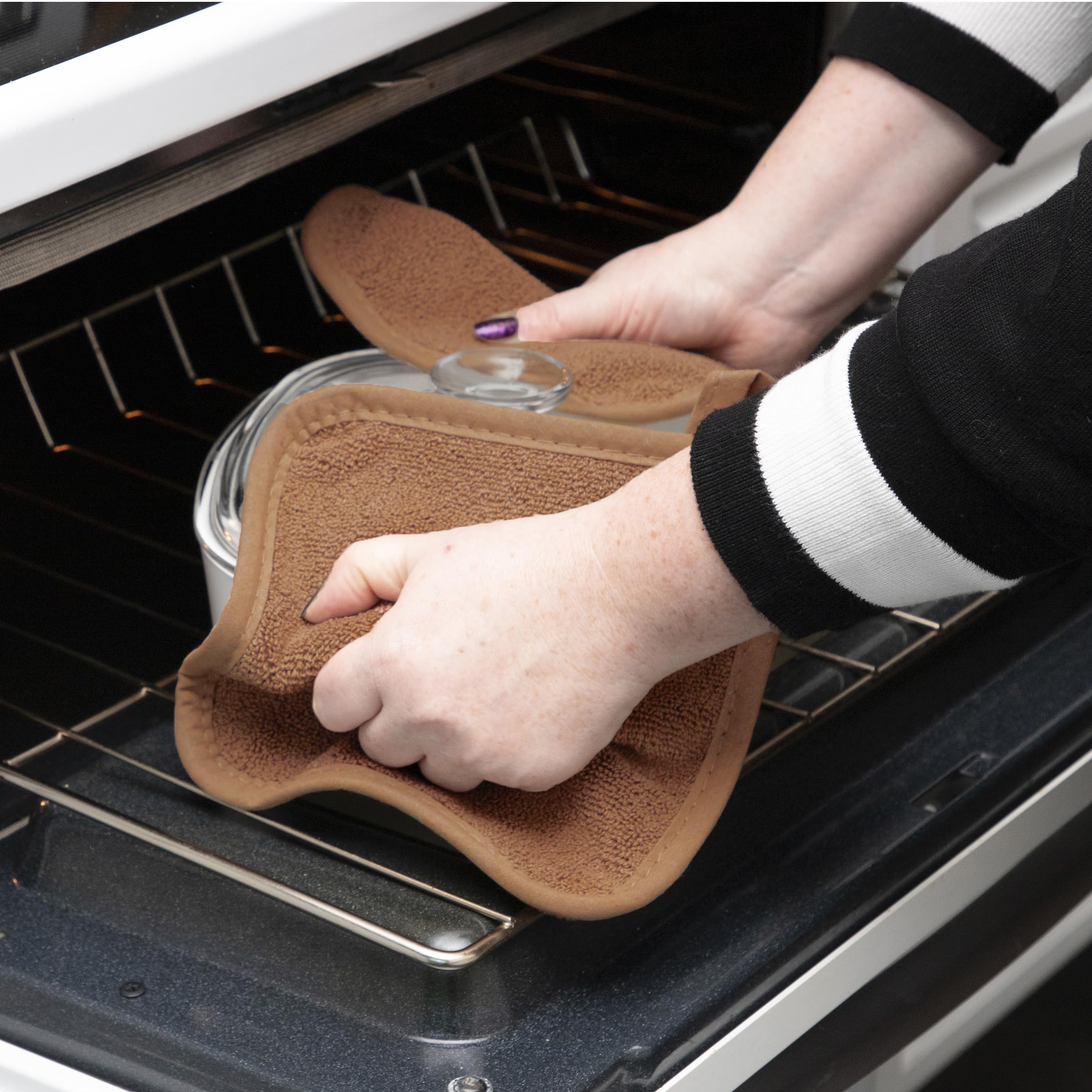 RITZ Terry Potholder & Hot Pad: Unparalleled Heat Resistant, Durable 100% Cotton – Ergonomically Designed for Optimal Grip – Easy-Care Machine Washable – 2-Pack, Copper