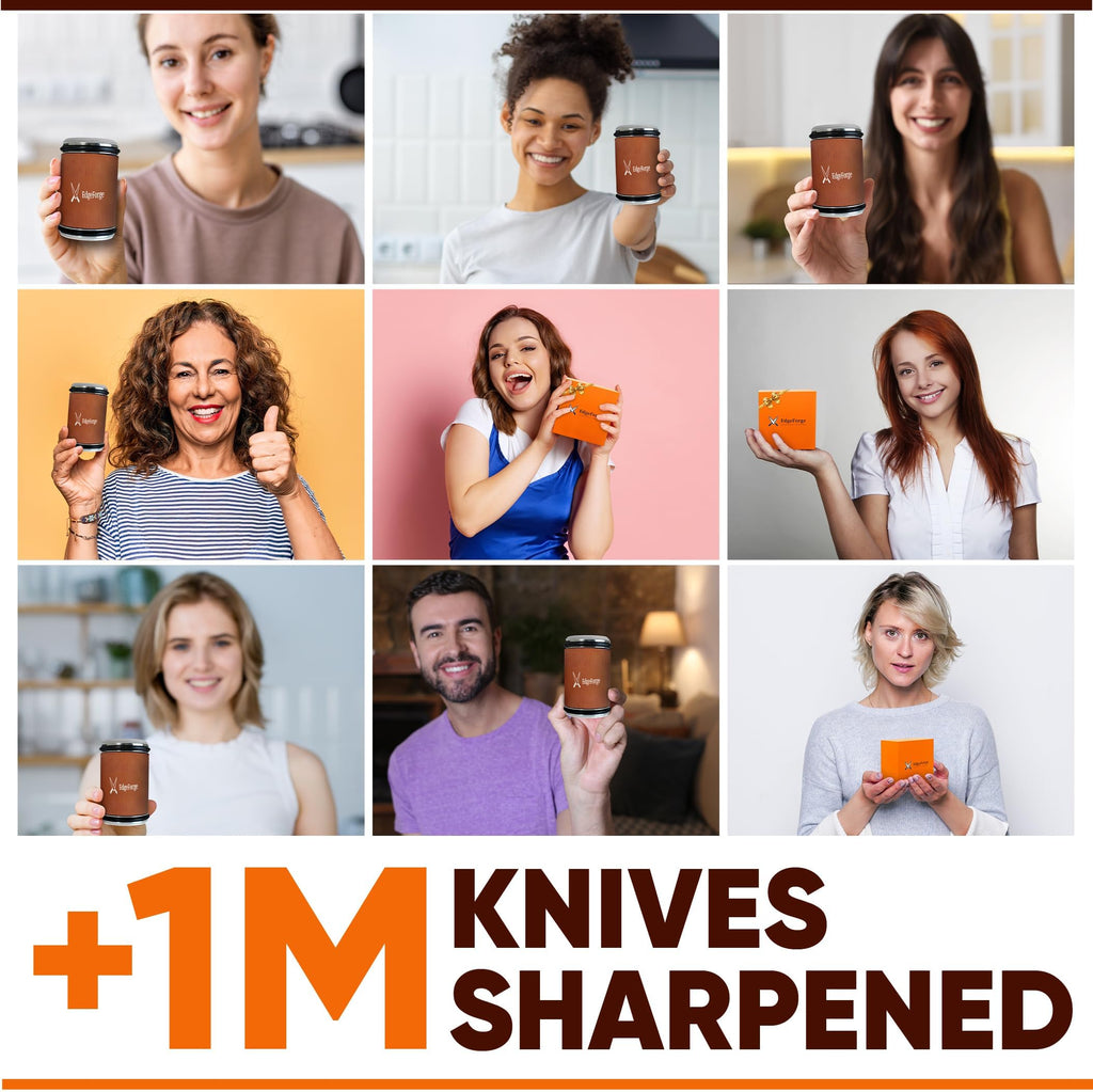 Knife Sharpener – Rolling Knife Sharpener Kit with Diamond Disc & Stainless Steel Polishing Disc, Magnetic 15° & 20° Angle Guide, Manual Kitchen Knife Sharpener Tool, Ideal Gift