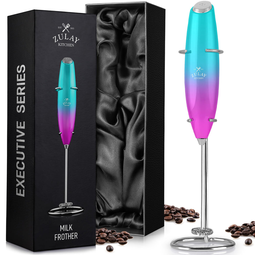 Zulay Powerful Milk Frother for Coffee with Upgraded Titanium Motor - Handheld Electric Whisk, Milk Foamer, Mini Mixer & Coffee Blender for Frappe, Latte, Matcha, No Stand - Pristine Teal