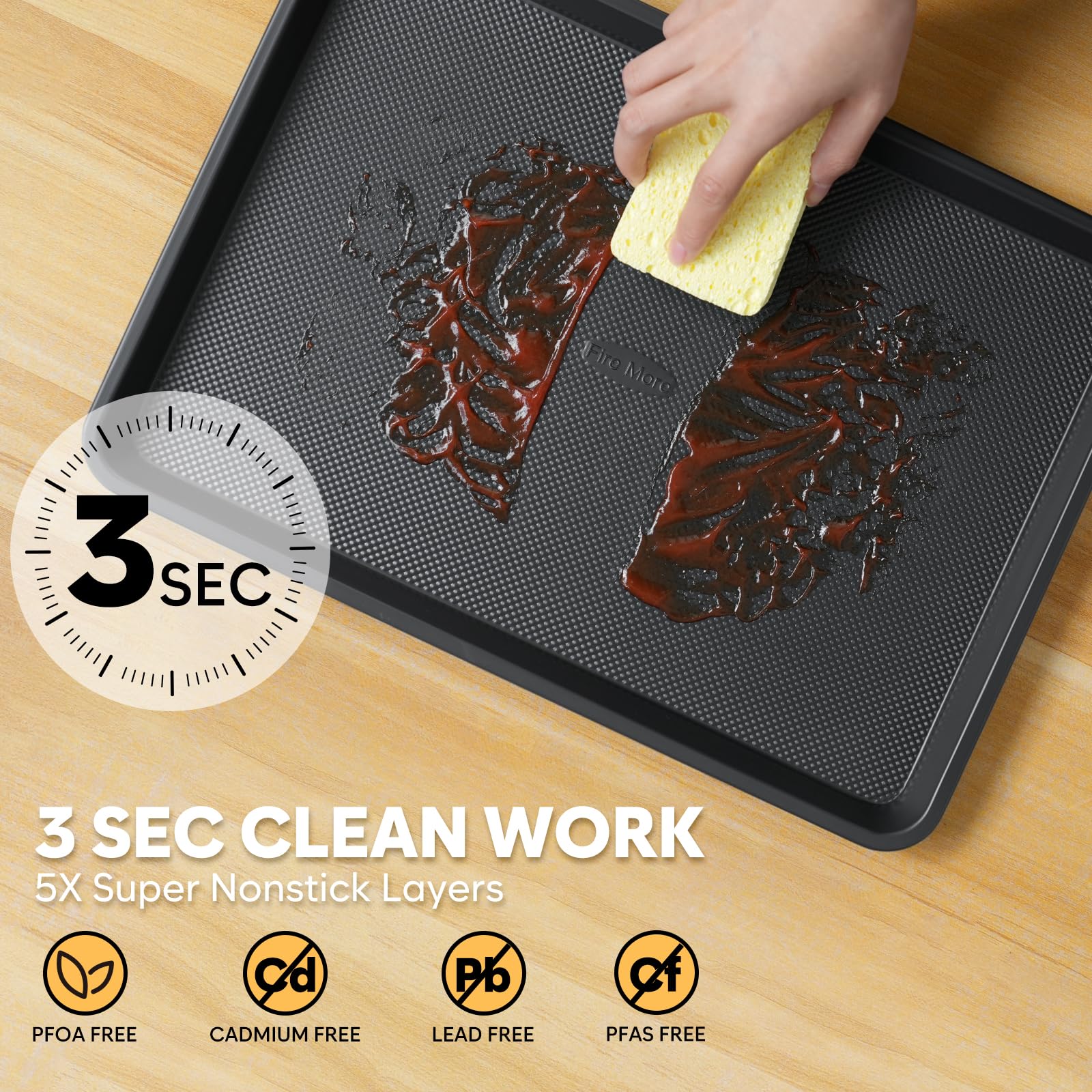 Half Sheet Pan 17.3” x 13.1”, Cookie Sheets for Baking 0.8mm Thick Non Stick Baking Sheets for Oven Heavy Duty Baking Trays