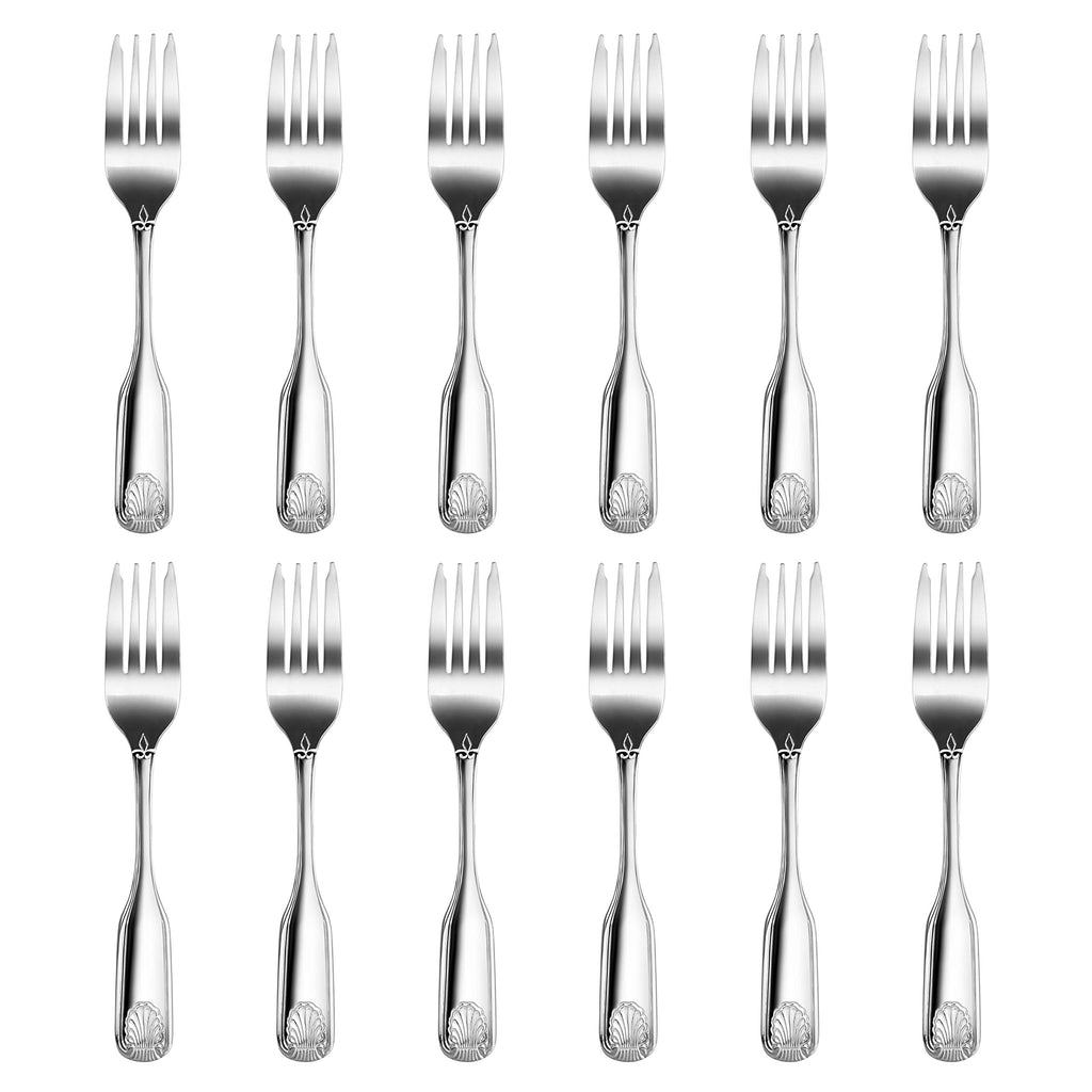 New Star Foodservice Shell Pattern 18/0 Stainless Steel Coffee Spoon, 4.6-Inch, Set of 12, Commercial Grade