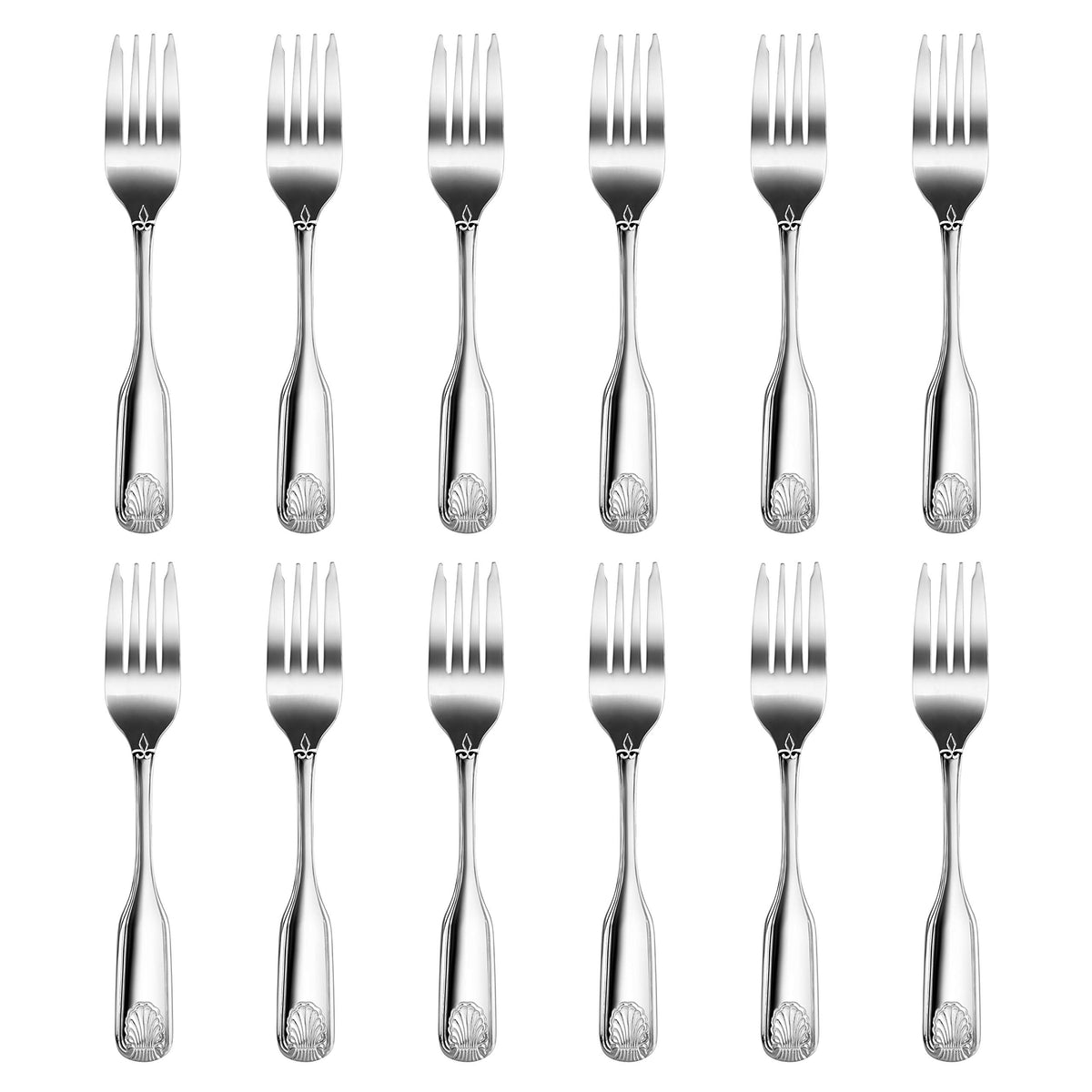 New Star Foodservice Shell Pattern 18/0 Stainless Steel Coffee Spoon, 4.6-Inch, Set of 12, Commercial Grade