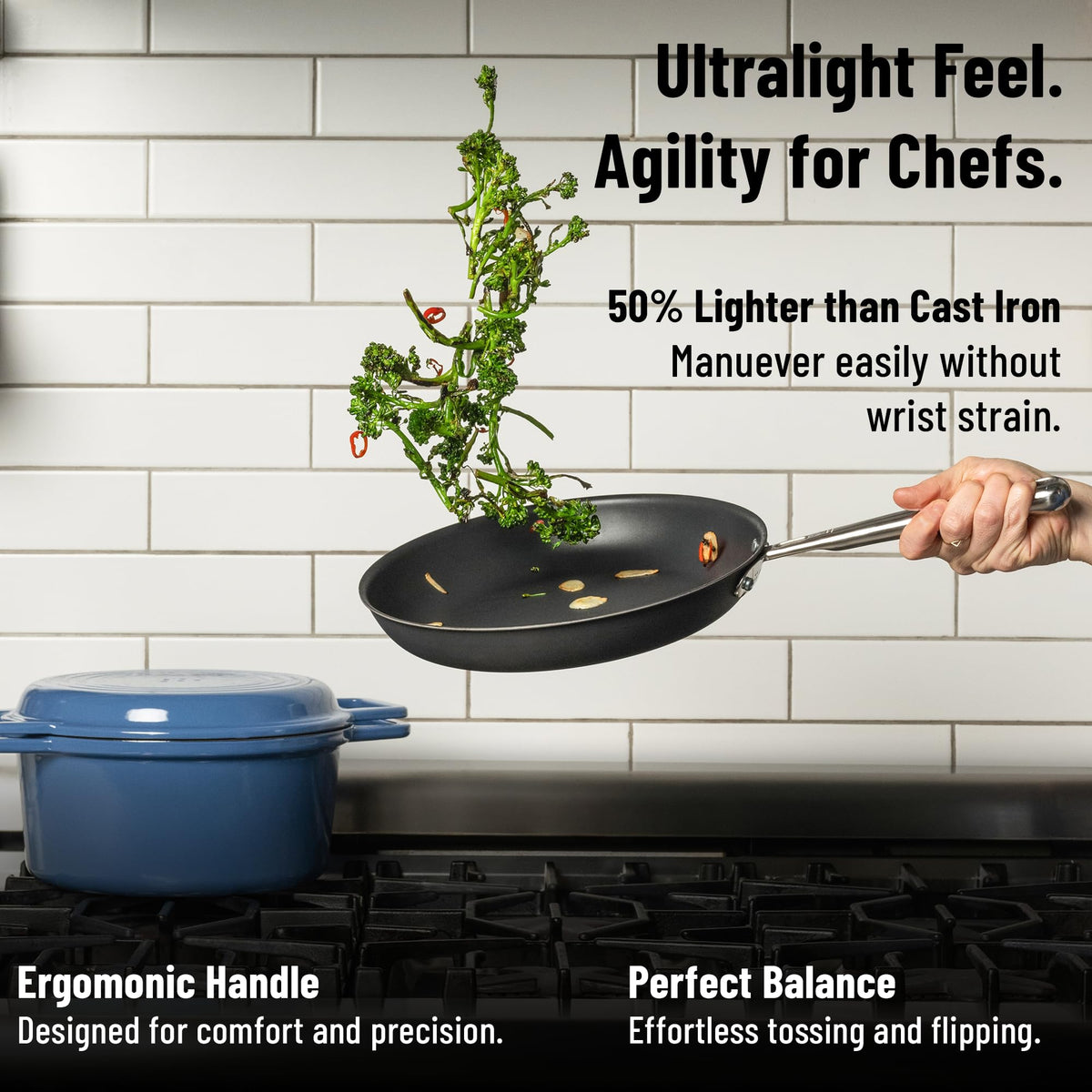 Misen Carbon Nonstick™ Skillet - Nitrided Carbon Steel - Professional Alternative to Teflon - 1100°F High Heat Ready - Easy Release - Induction, Oven, & Grill Safe - 8 Inch