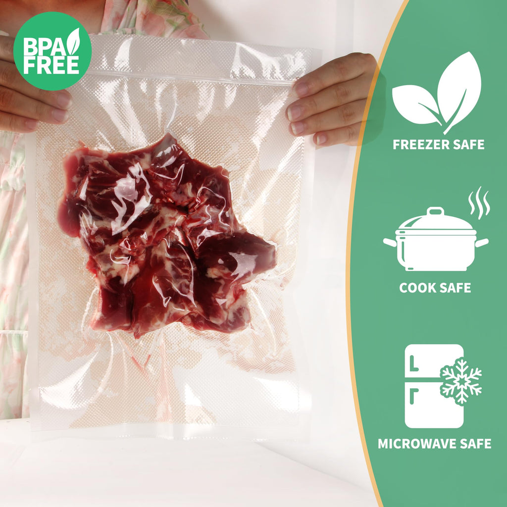 VanruVida Vacuum Sealer Bags,10” x 14” 50 Count for Food Saver,Commercial Grade Textured,BPA Free,Heavy Duty,Great for Vac Storage,Freezer, Meal Prep or Sous Vide