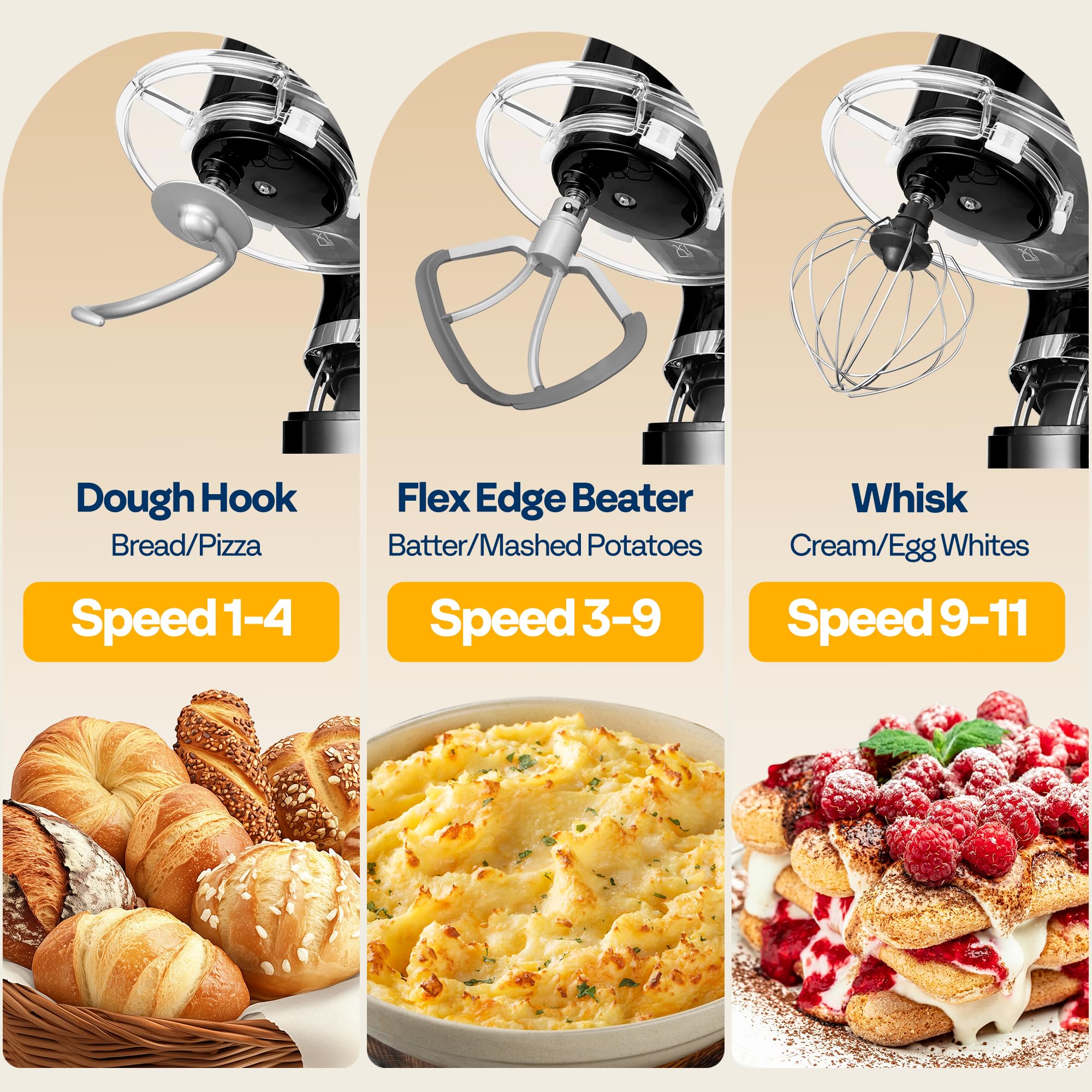 VIVOHOME Stand Mixer with Dough Proofing, 6-Quart Tilt-Head Mixer, Black