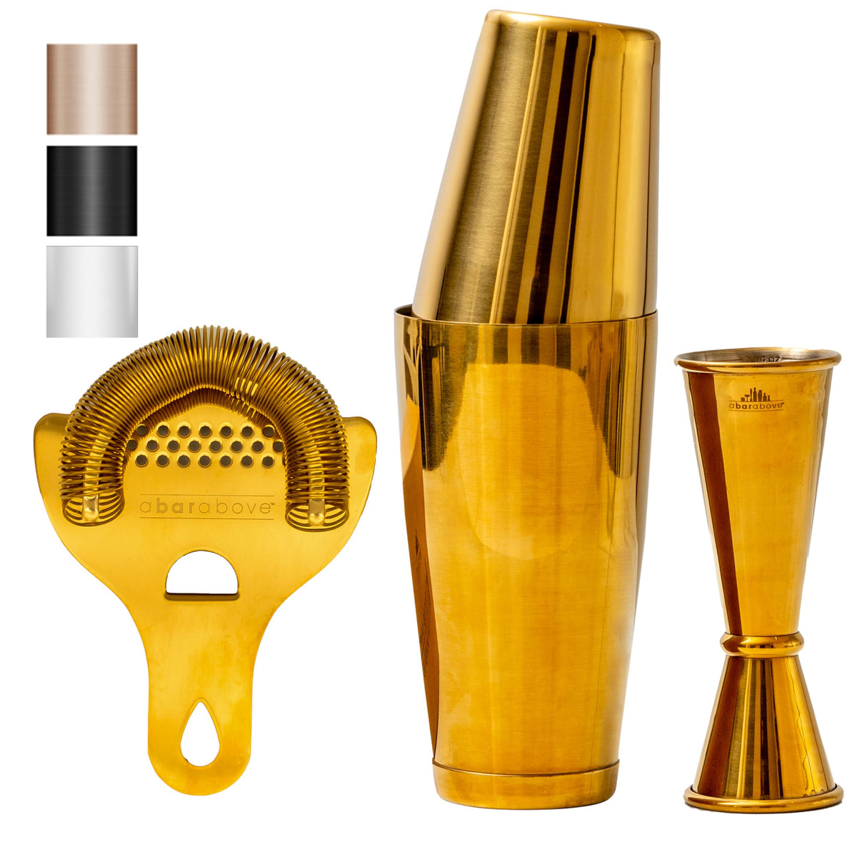 A Bar Above 4 Piece Cocktail Shaker Set, Bartender Kit, Antique Copper