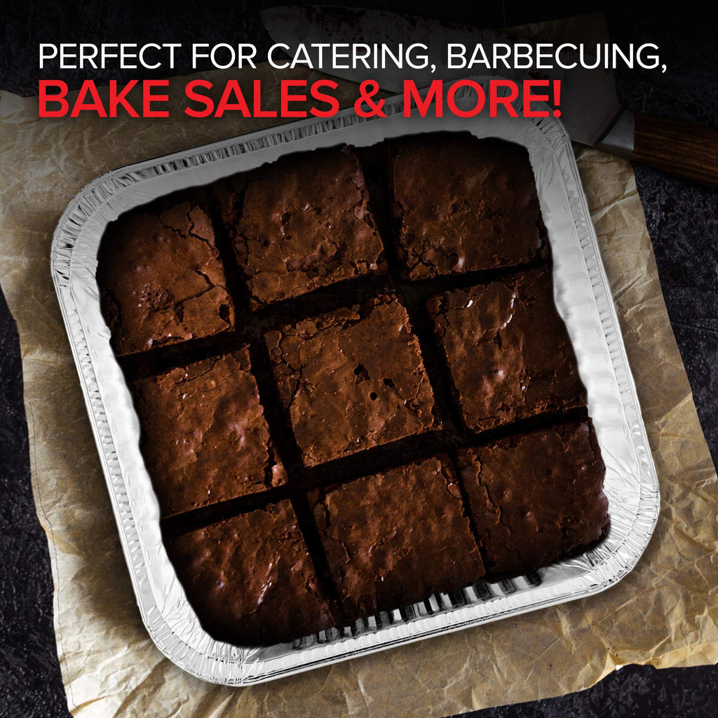 Stock Your Home 8x8 Foil Pans with Lids (20 Pack) 8 Inch Square Aluminum Pans with Covers -Disposable Food Containers Great for Baking Cake, Cooking, Heating, Storing, Prepping Food