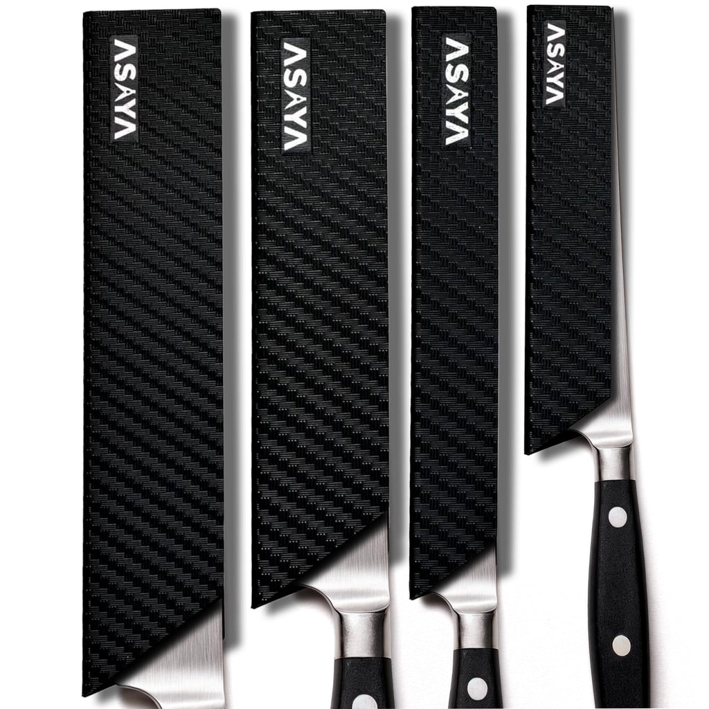 Asaya Professional Chef Knife Edge Guards – 2 Piece Steak Knives Universal Covers, 6.5" x 1.25" - Extra Strength ABS Plastic and Food Safe Kitchen Knife Sheath Covers – Knives Not Included (2 Piece S)