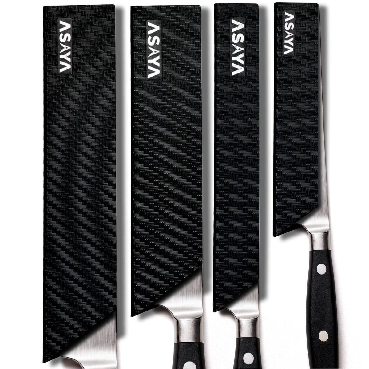 Asaya Professional Chef Knife Edge Guards – 2 Piece Steak Knives Universal Covers, 6.5" x 1.25" - Extra Strength ABS Plastic and Food Safe Kitchen Knife Sheath Covers – Knives Not Included (2 Piece S)