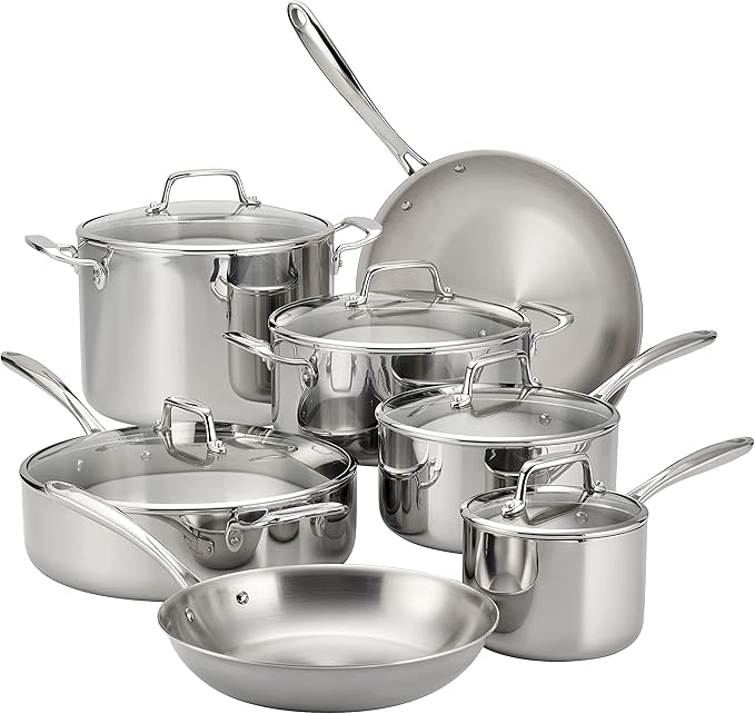 Tramontina Boston Tri-Ply Clad Stainless Steel 3-Quart Sauce Pan with Lid