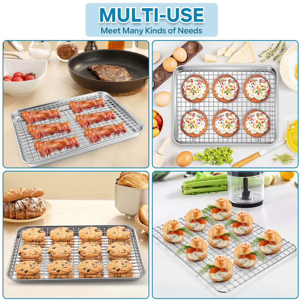 TeamFar Stainless Steel Baking Sheet with Wire Rack Set, 12.3"x9.7"x 1"