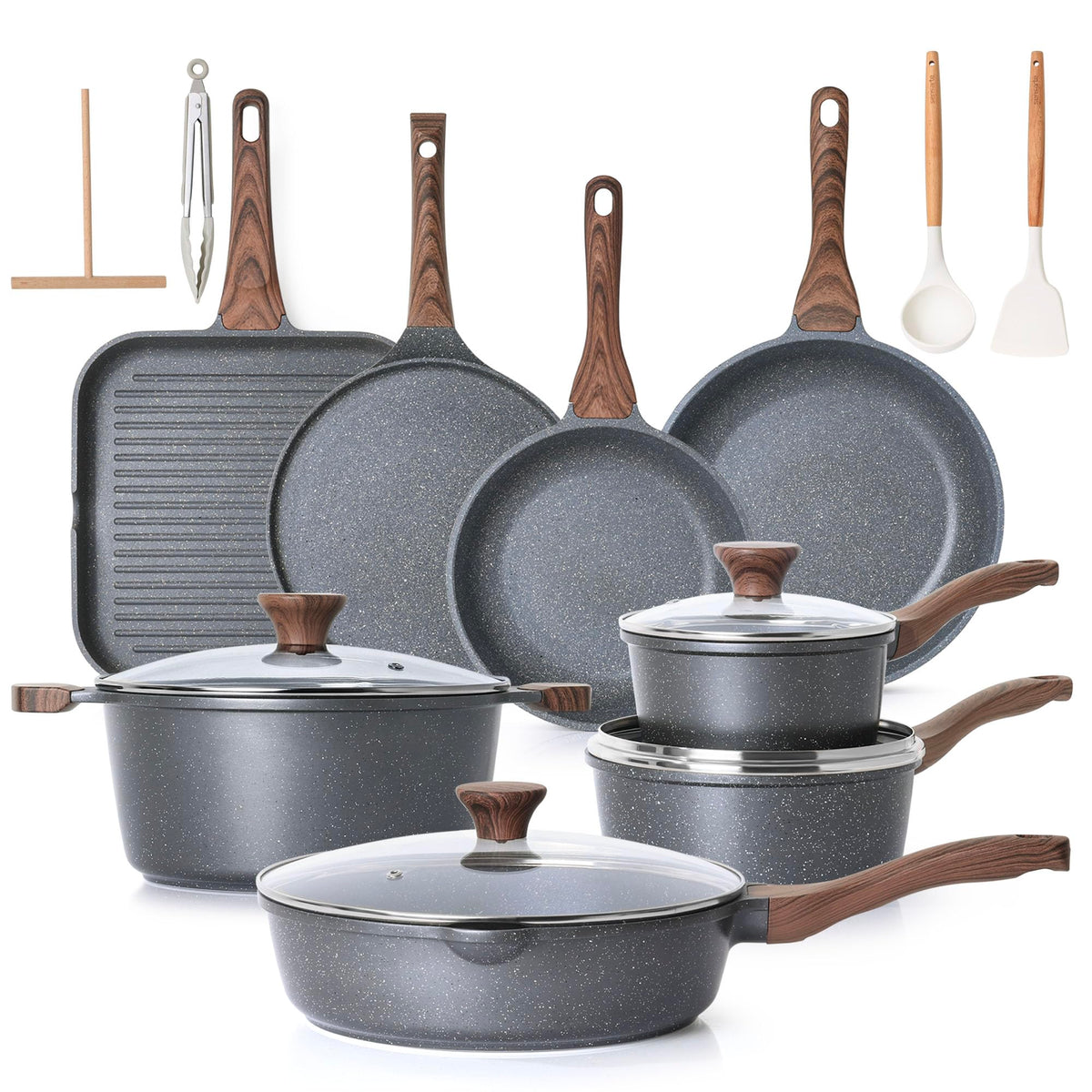SENSARTE 23 PCS Non Toxic Ceramic Cookware Set, Non Stick Pots and Pans,
