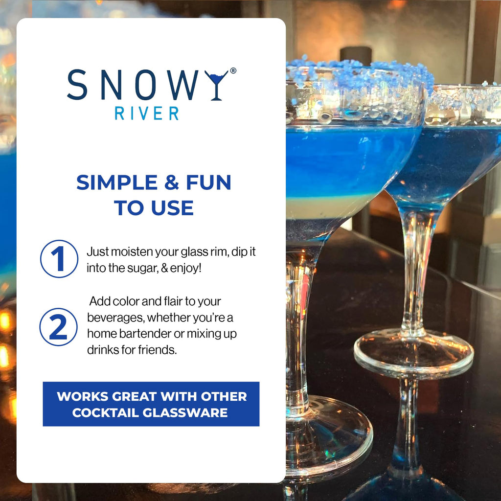 Snowy River Royal Blue, Cocktail & Margarita Sugar Rimmer - Vibrant Color Glass Rimming Sugar with Medium Crystal Texture - 16oz