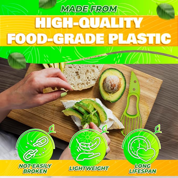 Avocado Slicer Tool 3 in 1, Peeler & Pit Remover, Durable Plastic