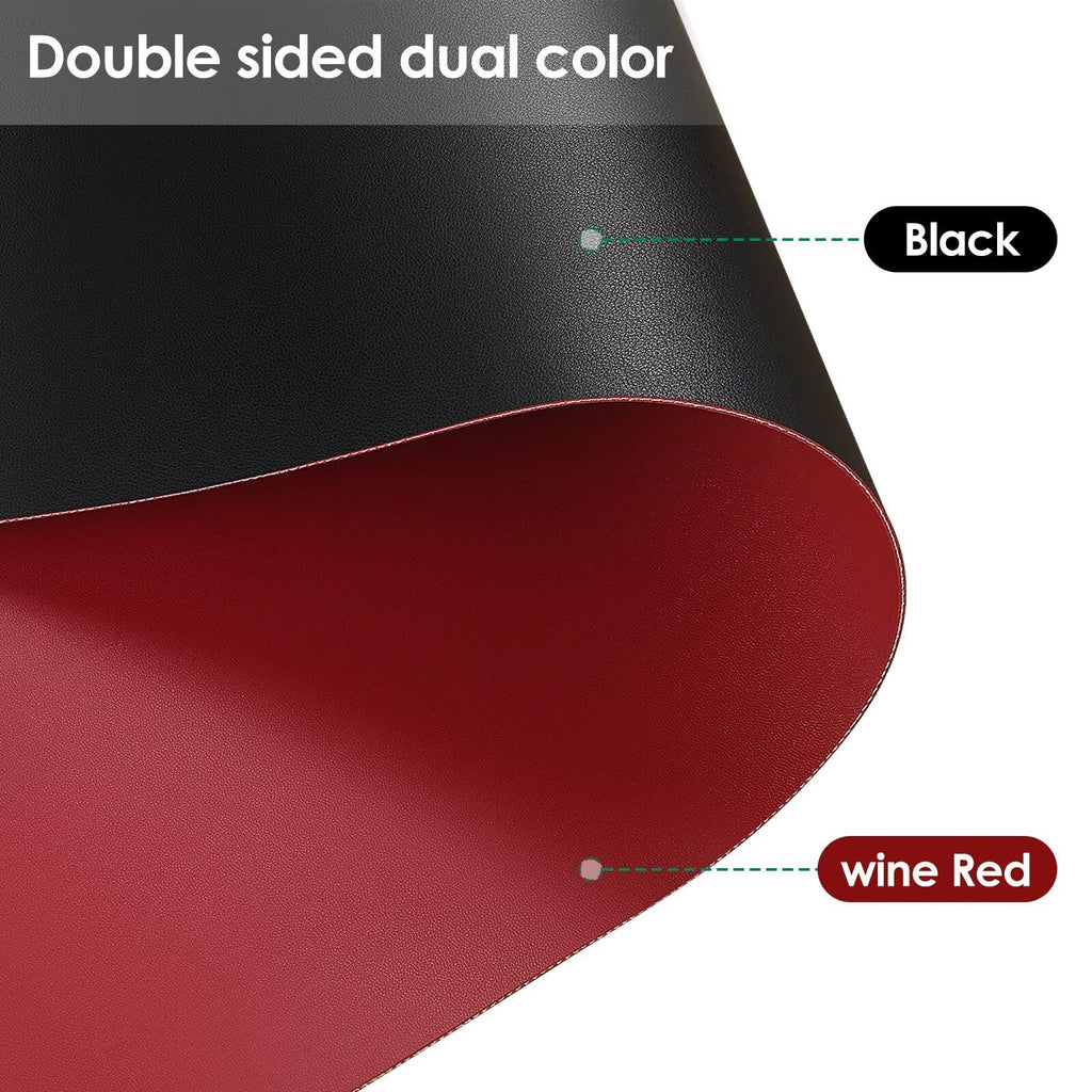 Zinkooat Faux Leather Table Cover,1.8mm Thick,42x84 Inch Table Protector,Table Protector for Dining Room Table,Dining Table Cover,Dining Table Protector.(Black+Wine Red,42x84)