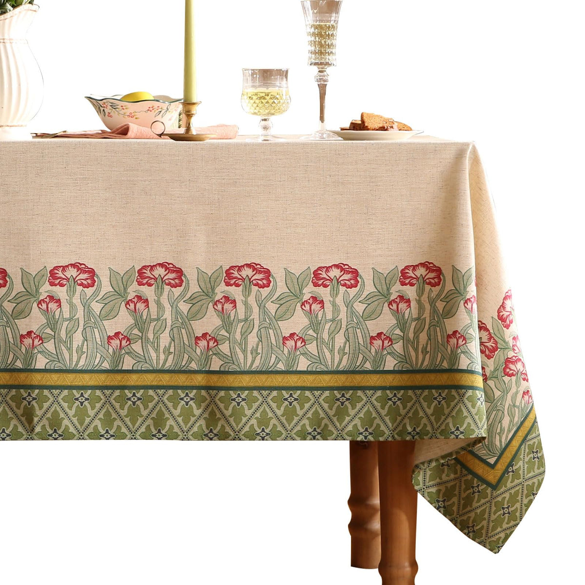 patdrea Vintage French Linen Tablecloth,Square,55"x55"-Wensel